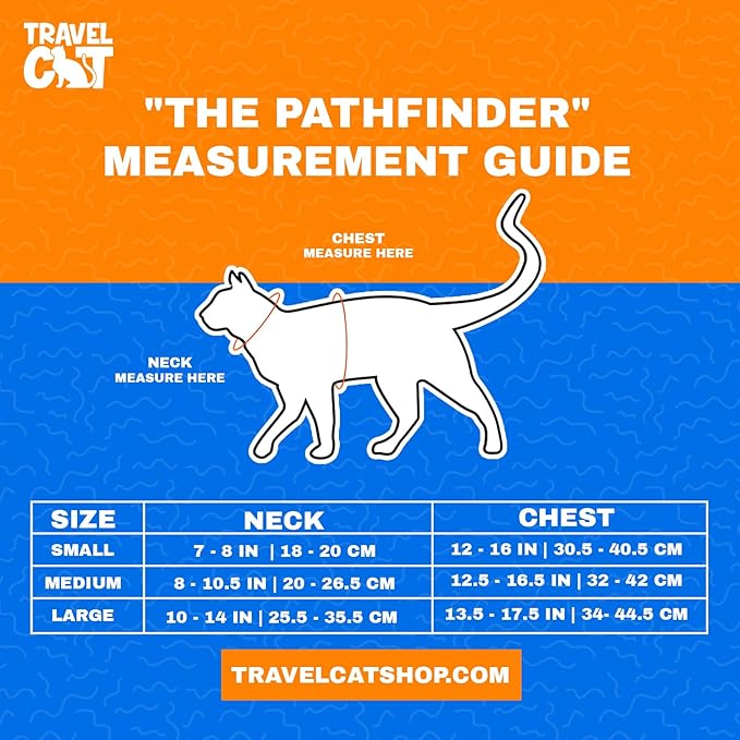 Travel CAT The Pathfinder Cat Harness with GPS Tracker Pocket - Powered by Tractive Cat Harness Escape Proof - Walking Escape Proof Harness for Small, Large Cat, Kitten (Orange, Small)