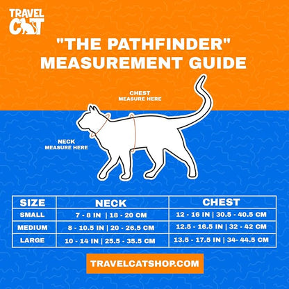Travel CAT The Pathfinder Cat Harness with GPS Tracker Pocket - Powered by Tractive Cat Harness Escape Proof - Walking Escape Proof Harness for Small, Large Cat, Kitten (Orange, Large)