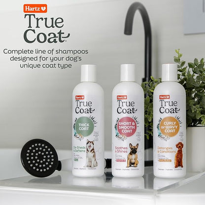 Hartz True Coat Thick Coat Dog Shampoo, 5 in 1 De‑Sheds & Softens with Oat Milk, Coconut Oil & Aloe, 16 oz