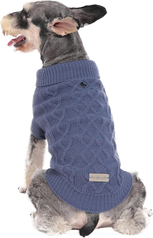 Small Dog Warm Winter Sweater, Comfortable Dog Clothes Puppy Knitwear for Small Medium Large Breeds Dog Outfits, (Dark Blue L)