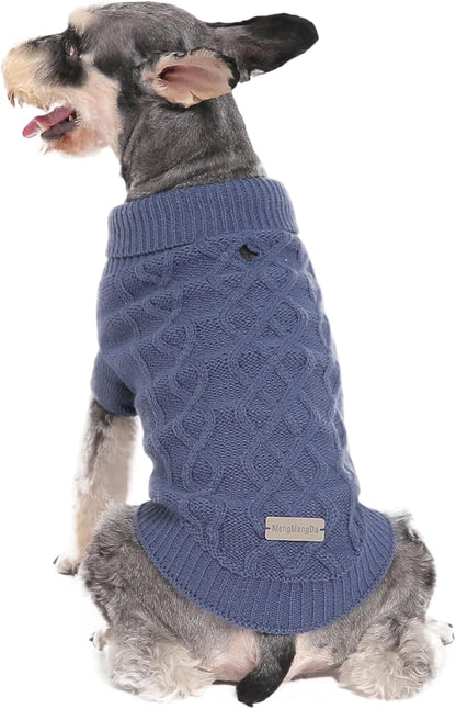 Dog Warm Winter Sweater Pet Clothes Knitwear for Medium Dog for Corgi, West Highland, Schnauzer, Border Collie, Dog Outfits (Dark Blue XL)