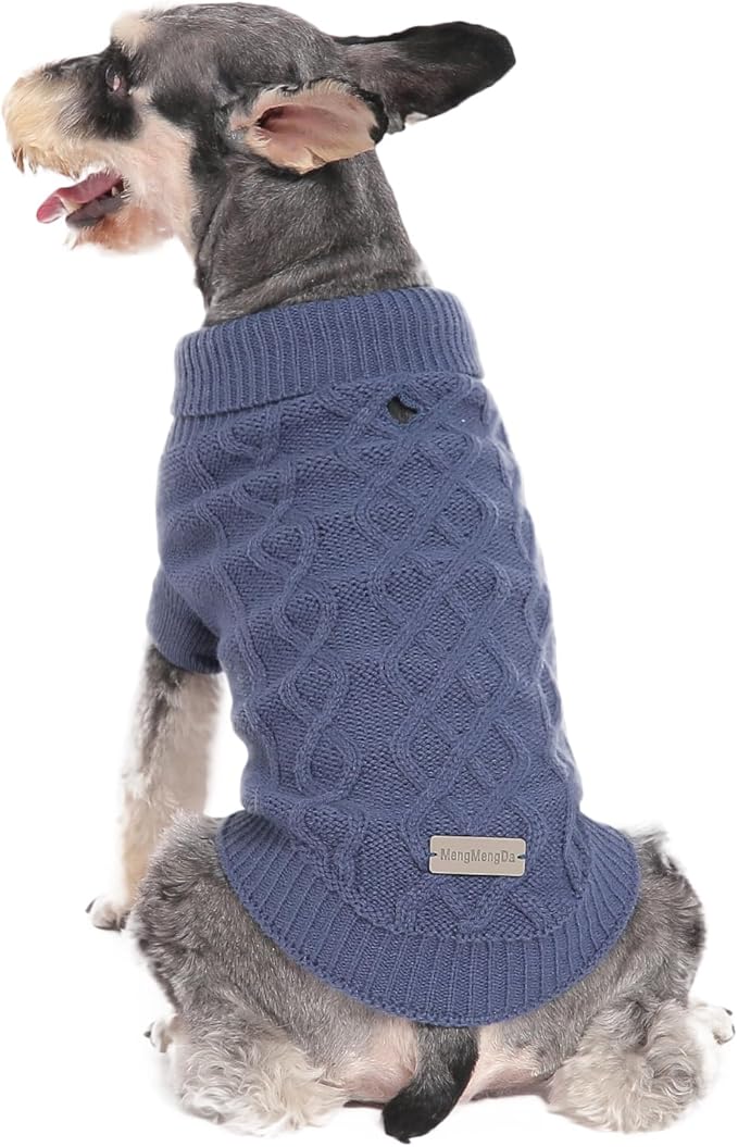 Small Dog Sweater, Soft Knit Dog Clothes for Spring Transition, Lightweight Puppy Outfit for Pomeranian, Yorkie, Chihuahua; Stylish Doggy Apparel for Spring Morning Walks (Dark Blue, M)