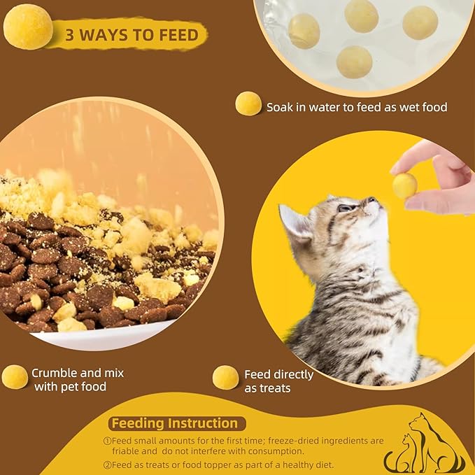 Dehydrated Quail Egg Yolk Snacks for Cats and Dogs Training (110g/3.88oz), Natural Dog Food Limited Ingredient, Healthy Tasty Freeze-Dried Pet Treats for Dogs Cats (M, Egg)