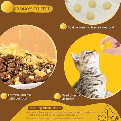Dehydrated Quail Egg Yolk Snacks for Cats and Dogs Training (110g/3.88oz), Natural Dog Food Limited Ingredient, Healthy Tasty Freeze-Dried Pet Treats for Dogs Cats (M, Egg)