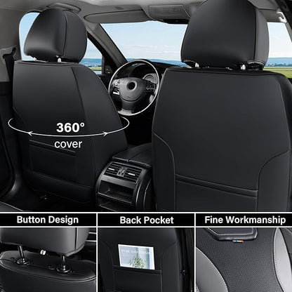 Coverado Car Seat Covers, Front Covers for Cars, Car Seat Cover Front Seats, Automotive Seat Cover, Waterproof, Leather Car Seat Cushion, Universal Interior Covers Seat Protectors for Most Cars