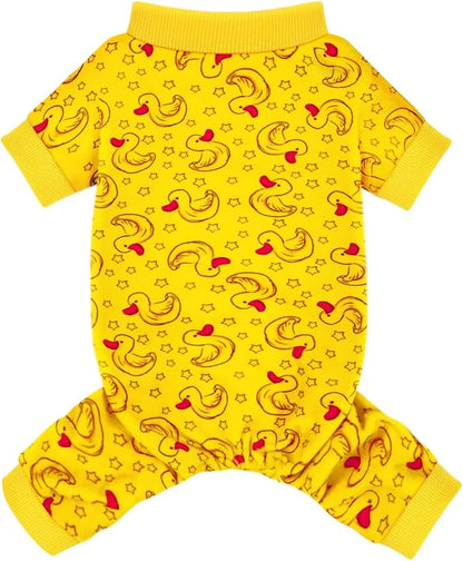 Paiaite Dog Pajamas Onesie: Comfortable Four-Legged Apparel for Small, Medium, & Large Dogs, Polyester Material for Comfort, Wrinkle Resistance, Moisture Wicking, Stretchiness Rotating Duck 4XL