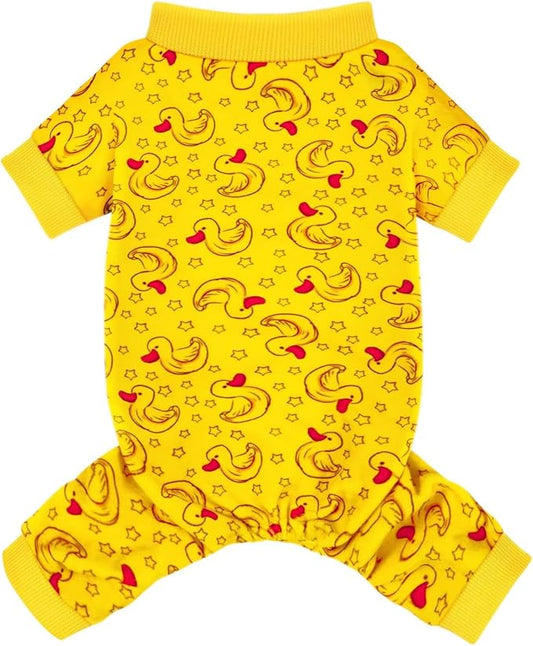 Paiaite Dog Pajamas Onesie: Comfortable Four-Legged Apparel for Small, Medium, & Large Dogs, Polyester Material for Comfort, Wrinkle Resistance, Moisture Wicking, Stretchiness Rotating Duck M