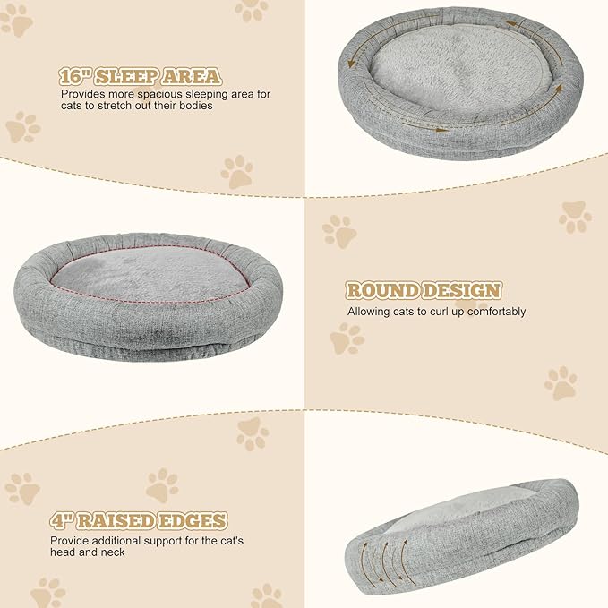 Cuipingoo Cat Bed - with 360 Rotation & Adjustable Height - Soft & Comfortable - Indoor Cats Up to 40 lbs (Grey)