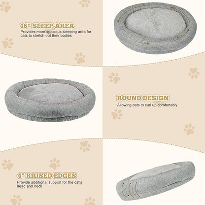 Cuipingoo Cat Bed - with 360 Rotation & Adjustable Height - Soft & Comfortable - Indoor Cats Up to 40 lbs (Grey)