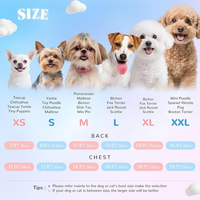 2 Pack Dog Cat Dresses for Small Dogs Girl Cute Heart & Floral Print Ruffle Sleeve Hem Breathable Stretchy Pet Puppy Cat Summer Clothes Outfits for Chihuahua Yorkie Teacup Extra Small Tiny Dogs
