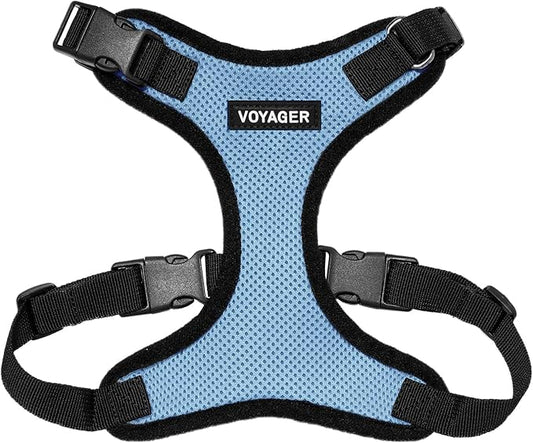 Voyager Step-in Pet Harness - All Weather Mesh, Adjustable Step in Harness for Cats and Dogs by Best Pet Supplies - Baby Blue/Black Trim, XL