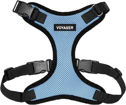 Voyager Step-in Pet Harness - All Weather Mesh, Adjustable Step in Harness for Cats and Dogs by Best Pet Supplies - Baby Blue/Black Trim, XS