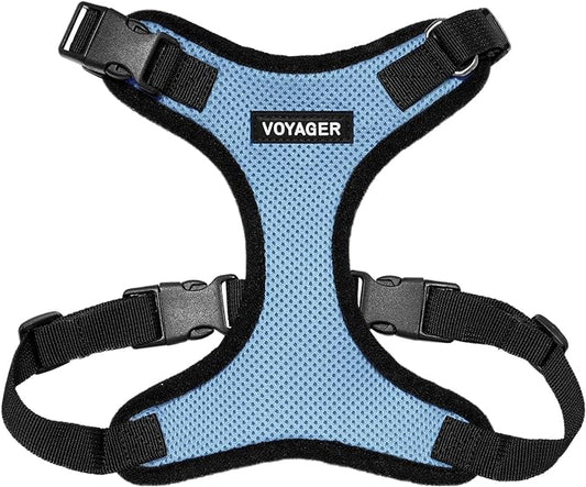 Voyager Step-in Pet Harness - All Weather Mesh, Adjustable Step in Harness for Cats and Dogs by Best Pet Supplies - Baby Blue/Black Trim, XS