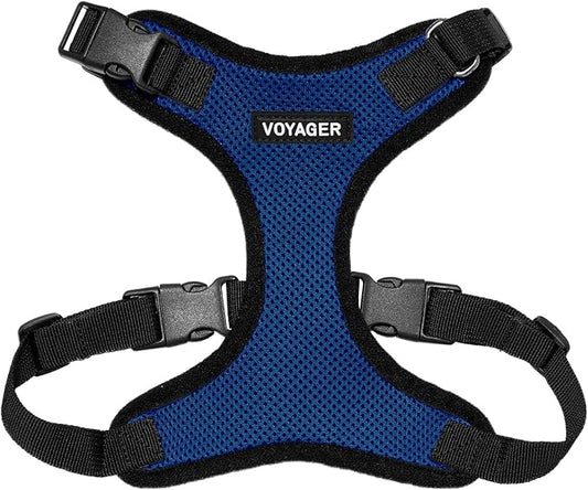 Voyager Step-in Pet Harness - All Weather Mesh, Adjustable Step in Harness for Cats and Dogs by Best Pet Supplies - Royal Blue/Black Trim, L