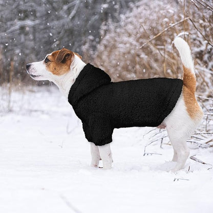 Fuzzy Dog Sweaters for Large Dogs Pet Hoodie Clothes Warm Soft Pet Coats Hooded Sweatshirt Dog Hoodie for Large Dogs(Black-L)