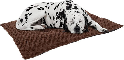Dog Bed – 42x26 Large Pet Pillow and Crate Pad with Faux Fur Sleep Surface and Non-Slip Bottom – Machine Washable Dog Bed by PETMAKER (Brown)