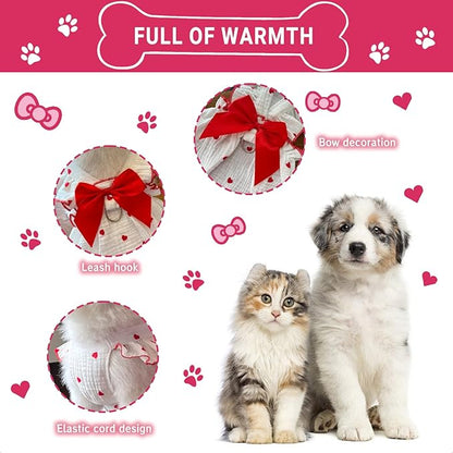 TAPBULL Dog Dresses, Fashionable Pet Dog Clothes with Heart Design, Cute Cat Birthday Dress Outfit (Pink/Red/Blue/Purple/Black 5-Pack), X-Small