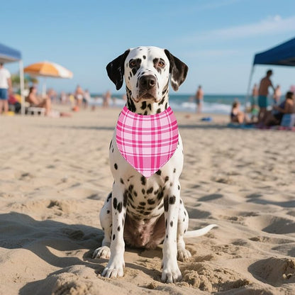 7 PCS Plaid Dog Bandanas for Large Dogs Breed Sewing Hemming Dog Bandana Print One Side XL Drool Bibs Party Grooming L