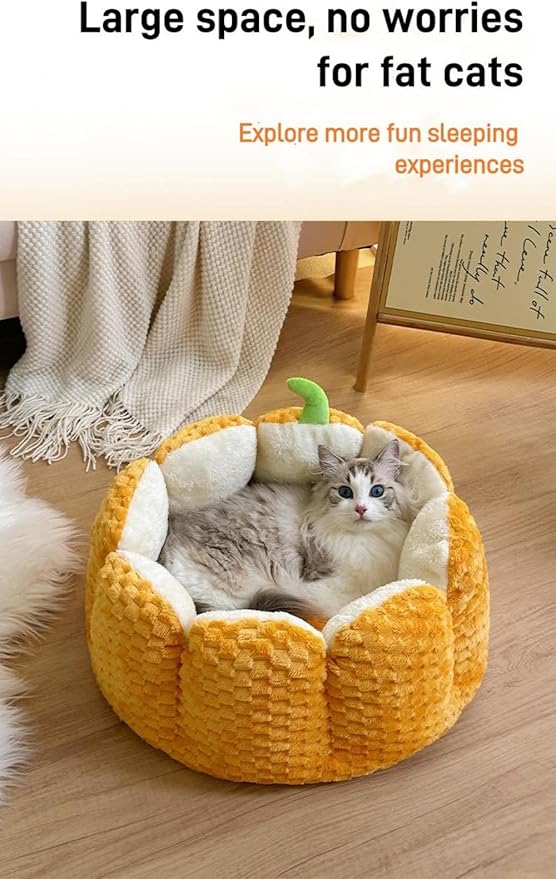 Pumpkin Cat Bed Large Capacity Pet Mat Warm Cat and Dog Bed Four Seasons Universal Pet Bed Autumn and Winter Dog Mattress Suitable for Small and Medium Cats and Dogs to Sleep Soundly (S)