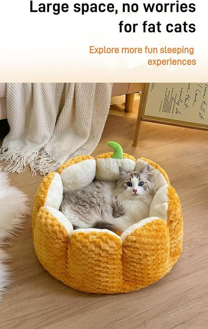 Pumpkin Cat Bed Large Capacity Pet Mat Warm Cat and Dog Bed Four Seasons Universal Pet Bed Autumn and Winter Dog Mattress Suitable for Small and Medium Cats and Dogs to Sleep Soundly (S)