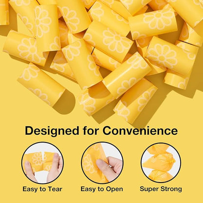VETRESKA Dog Poop Bag Rolls Daisy Scented Leak-proof Pet Waste Bags Thick and Large Trash Bags for Dog Walking 20 Refill Rolls 300 Bags