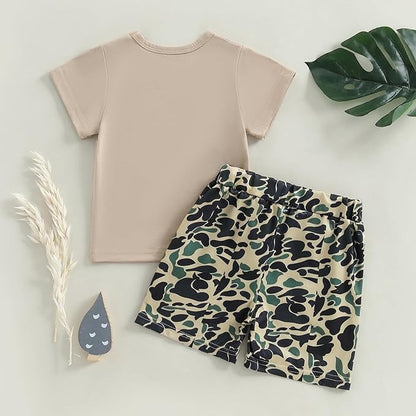 Toddler Baby Boy Clothes 6 12 18 24 Months Summer Outfit Short Sleeve T-Shirt Tops Camo Shorts Set 2T 3T 4T