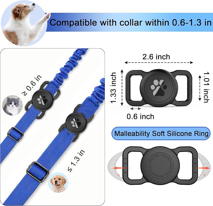 SANKALA Waterproof Airtag Holder for Dog Collar, Black, 1 Pack | Fit Collar Width 0.6-1.3 Inch, Lightweight & Durable Silicone, For Apple Airtag 1st and 2nd Gen, Signal Friendly, Easy to Use