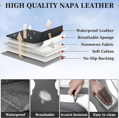 Coverado Car Seat Covers, Front Covers for Cars, Car Seat Cover Front Seats, Automotive Seat Cover, Waterproof, Leather Car Seat Cushion, Universal Interior Covers Seat Protectors for Most Cars