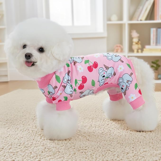 XPUDAC 4 Pieces Dog Pajamas for Small Medium Sized Dogs Stretchable Dog Pjs Soft Puppy Clothes Boy Girl Cats Pet Outfits, X-Small