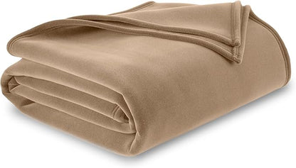 Vellux Original Queen Blanket - Soft Nylon Insulated Blanket for Bed Couch - Lightweight Machine Washable All Season - Pet Friendly Durable Wont Pill or Lint - 90x90 – Beige
