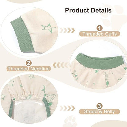 Bienbee Dog Pajamas, 4 Pack Dog Recovery Suit Shedding Suit Cute Soft Puppy Clothes Dogs Pjs Onesies Jammies Adjustable Breathable & Stretchy Clothes for Small Medium Large Dogs Girl Boy Puppy-M