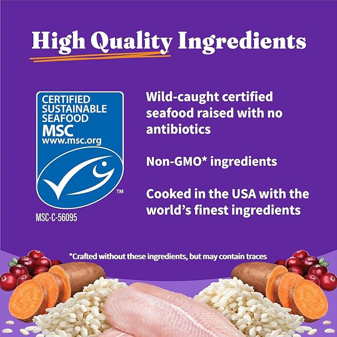 Halo Holistic Cat Food Wild Caught Whitefish Formula, Healthy Grains Dry Cat Food, For Sensitive Stomach Support, Kibble for Adult Cats, 10 lb Bag