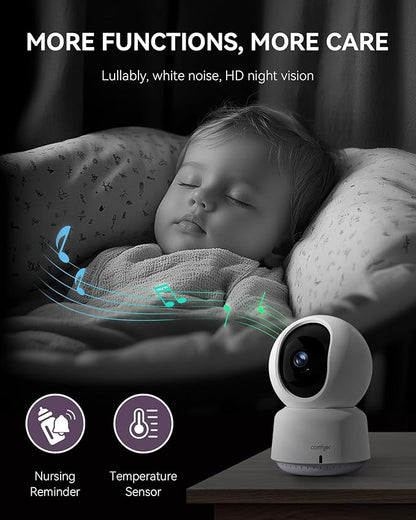 Comfyer Hybrid Video No WiFi & Smart WiFi Baby Monitor - 5" 1080P Split Screen & 2K Camera App Control, Motion Alerts, Sound Detection, HD Night Vision, 5050mAh Battery,Triple Security, 1600ft Range