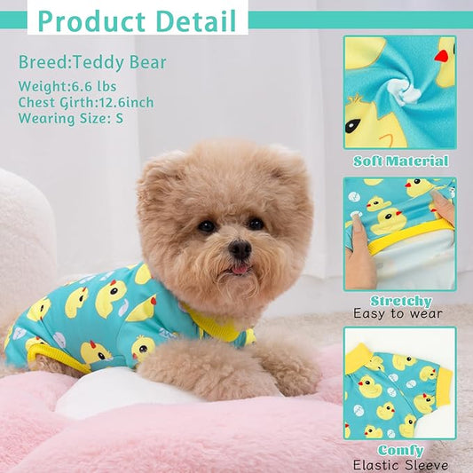 XPUDAC 4 Pieces Dog Pajamas for Small Dogs Pjs Clothes Puppy Onesies for Doggie Duck Shirts Sleeper for Pet Cats Jammies-M