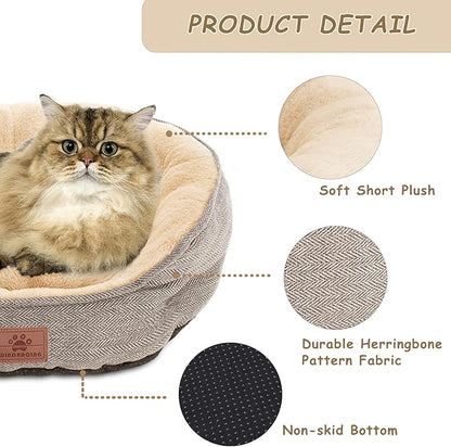 WINDRACING Cat Beds for Indoor Cats, Dog Bed for Small Dogs Breeds, Soft Kennel Bed, Comfy Durable Pet Sleeping Bed, Washable Roun Cat Bed & Non-Slip Bottom, Size 21" L x 18" W x 7" Th