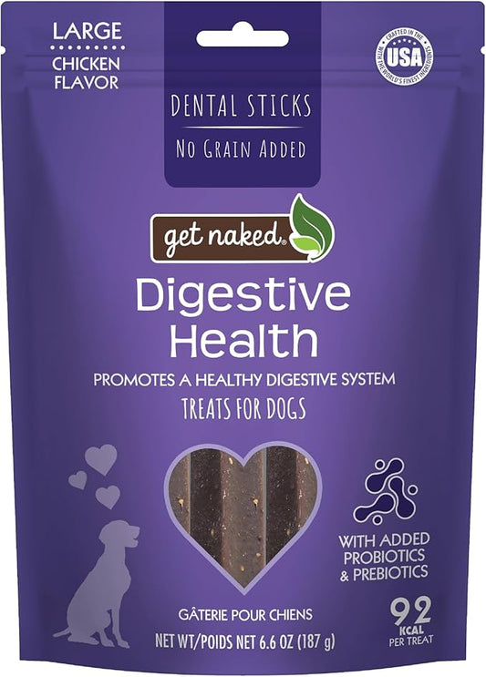 Get Naked Grain Free 1 Pouch 6.6 Oz Digestive Health Dental Chew Sticks, Large