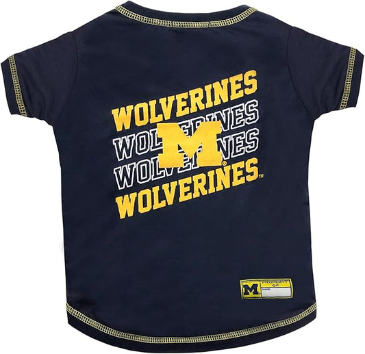 Pets First NCAA Michigan Wolverines Graphic Dog Tshirt, Licensed Sporty Dog Shirt with Team Name and Logo, Cool Puppy Shirt, Size Extra Large