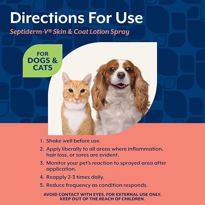 NaturVet Green Tree Septiderm-V Skin Care Lotion for Dogs & Cats – Pet Health Supplement for Dermatitis, Dog Skin Allergies, Itching, Hot Spots, Cat Rashes – Pet Lotion, Grooming Aid – 8 Oz.