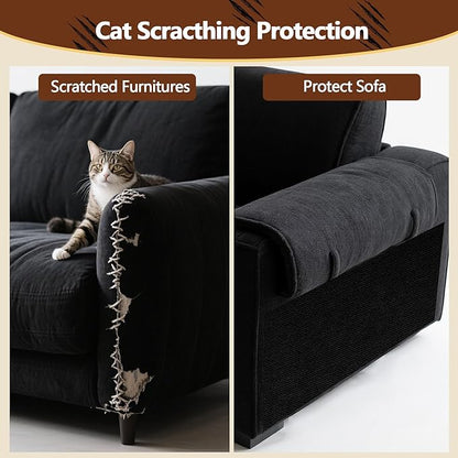Cat Scratch Furniture Protector, 78.7"x15.8" Self Adhesive Cat Scratch Mat Pad,Cut to Fit DIY Replacement Carpet for Tree,Wall,Bed,Door, Couch Protector (Deep Black)