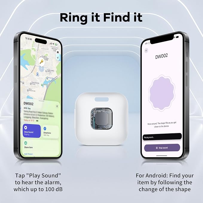 Hoxe Air Tracker Tags-4 Pack for iOS & Android, Smart Tag for Key, Bag, Pet | Dual System Luggage Tracker Compatible with Apple Find My & Google Find Hub App, Bluetooth Key Finder Replaceable Battery