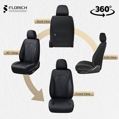 FLORICH Leather Cars Seat Covers Automotive Seat Cover Front Pair Waterproof Seat Covers for Car Vehicle Seat Cushion Protector Universal Fit for Most Cars Trucks SUVs, Black