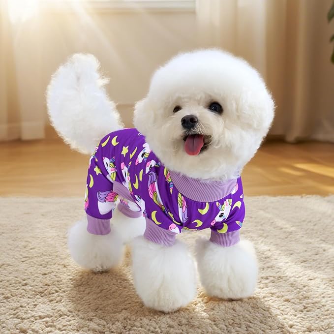 XPUDAC 4 Pack Dog Pajamas for Small Dogs Pjs Clothes Puppy Onesies Outfits for Doggie Duck Shirts Sleeper for Pet-M