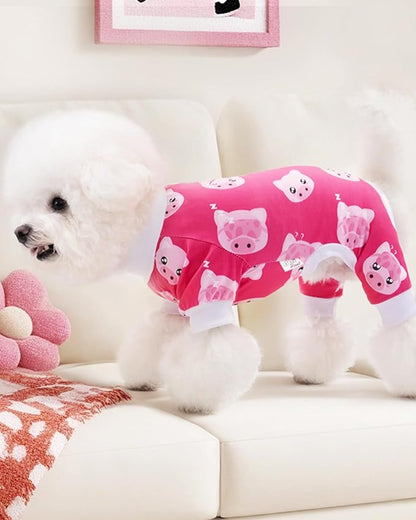 XPUDAC Dog Pajamas Soft Stretchy Pig Dog Clothes for Large Dogs Pet Jumpsuit Cat Apparel-3XL