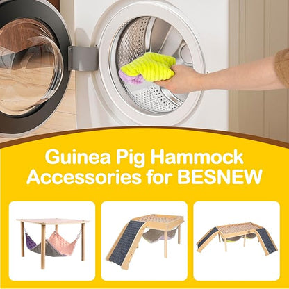 BESNEW Enlarged Guinea Pig Hammock,Bunny Ferret Hamster Small Animal Hammock for Hiding Sleeping,Wooden Guinea Pig Hammock Accessories