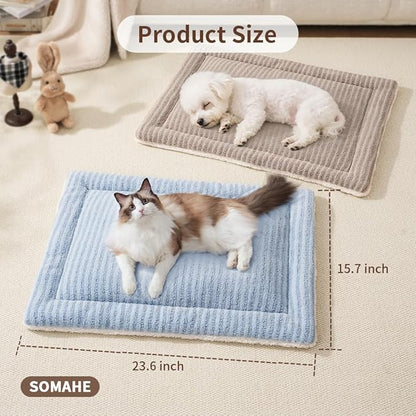 Self-Warming Cat Bed Pad, Reversible & Ultra Soft Pet Mat for Crates, Kennels, Sofas & Furniture, Machine Washable, Durable for Dogs and Cats, 23x15 Inch Blue