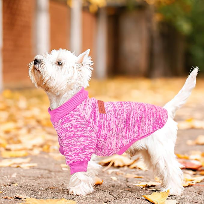 2 Pieces Dog Sweaters for Small Dogs Fall Puppy Clothes Female Winter Fleece Puppy Sweaters Warm Thick Outfit Pet Small Dog Clothes for Boy Girl Dogs Yorkie, Chihuahua, Bulldog, Dachshund,Pug, Medium