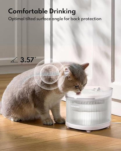 Homerunpet Cat Water Fountain with Wireless Pump, BPA-Free Pet Water Fountain Indoor, Detachable Design, Easy Cleaning Cat Water Bowl for Cats, Dogs, 2L/68oz