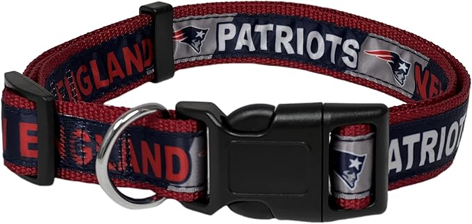 Pets First NFL New England Patriots Licensed PET COLLAR, Medium - Heavy-Duty, Strong, and Durable Dog Collar. Available in 31 Football Teams and 4 Sizes