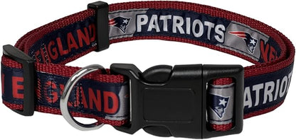 Pets First NFL New England Patriots Licensed PET COLLAR, Medium - Heavy-Duty, Strong, and Durable Dog Collar. Available in 31 Football Teams and 4 Sizes