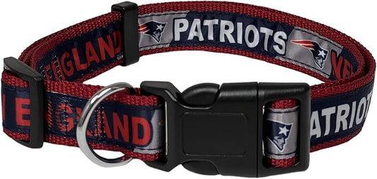 Pets First NFL New England Patriots Licensed PET COLLAR, Medium - Heavy-Duty, Strong, and Durable Dog Collar. Available in 31 Football Teams and 4 Sizes